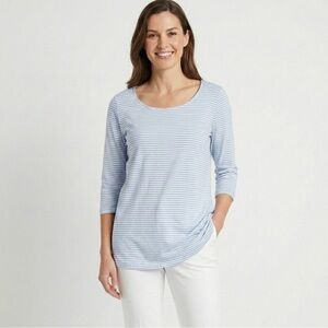 J. Jill luxe supima a-line tunic top in blue and white stripes size XL